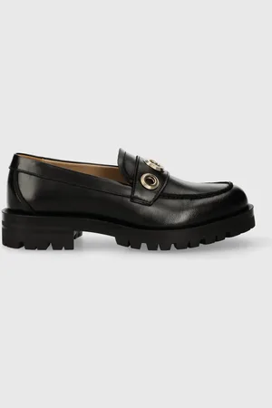 HUGO BOSS Mokasyny skórzane Helen damskie kolor na platformie 50513088