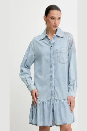 Liu Jo Sukienka jeansowa kolor mini oversize UA5129 D4851