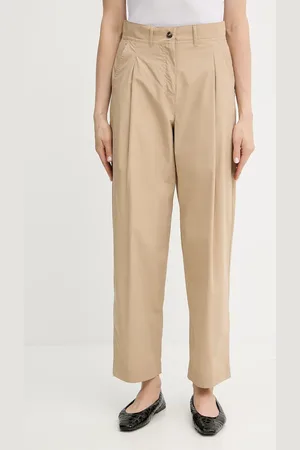 Max Mara Spodnie bawełniane damskie kolor proste high waist 2515131013600