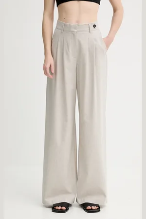 ALOHAS Spodnie bawełniane Meran damskie kolor proste high waist R100925