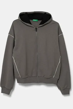 Benetton Bluza bawełniana dziecięca kolor z kapturem gładka 3UNIC504T