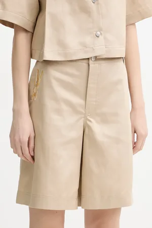 Moschino Szorty z domieszką lnu kolor z aplikacją high waist 0327 3716