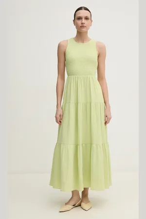 DKNY Sukienka bawełniana kolor maxi rozkloszowana DJ4D9008