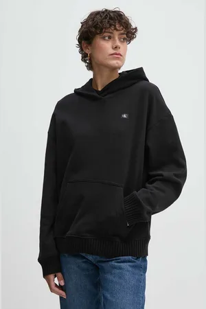 Calvin Klein Bluza bawełniana damska kolor z kapturem gładka J20J224173