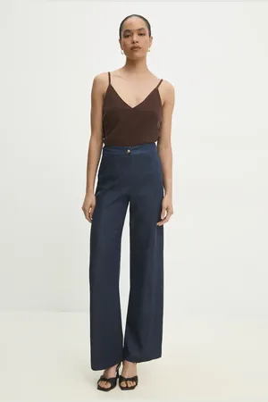 ANSWEAR Lab spodnie damskie kolor szerokie high waist
