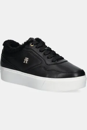 Tommy Hilfiger Sneakersy skórzane ESSENTIAL PLATFORM SNEAKER FUR kolor FW0FW08349