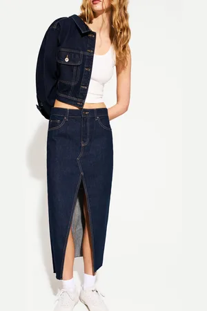 Bershka Długa Jeansowa Spódnica