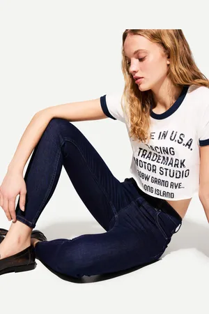 Bershka Jeansy Skinny Z Bardzo Wysokim Stanem