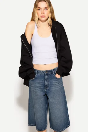 Bershka Denimowe Bermudy Baggy