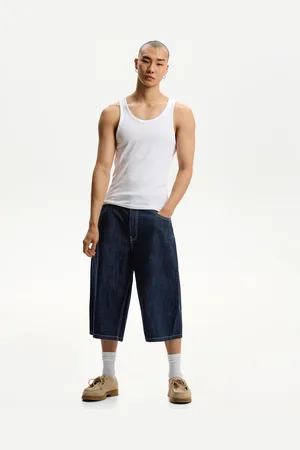Bershka Denimowe Jortsy Bermudy Super Baggy Mężczyzna 32