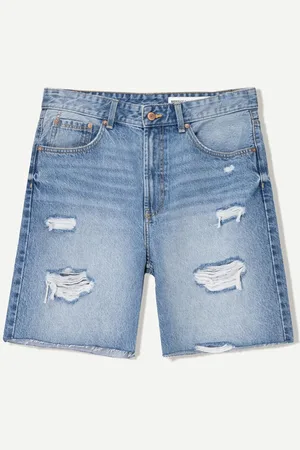 Bershka Bermudy Jeansowe Z Przetarciami Mężczyzna 32