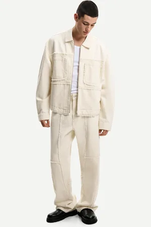 Bershka Jeansy Baggy Z Frędzlami Mężczyzna 32