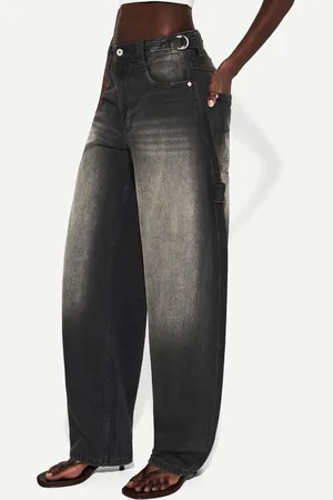 Bershka Regulowane Jeansy Balloon Fit Carpenter