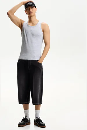 Bershka Denimowe Jortsy Bermudy Super Baggy Mężczyzna 32