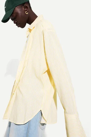 Bershka Koszula Oversize Z Mieszanki Lnu