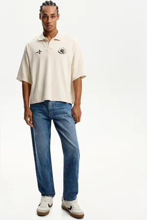 Bershka Jeansy O Kroju Straight Fit Mężczyzna 32