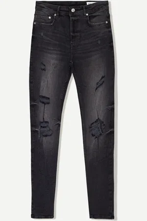 Bershka Jeansy O Kroju Super Skinny Z Efektem Podarcia Mężczyzna 34