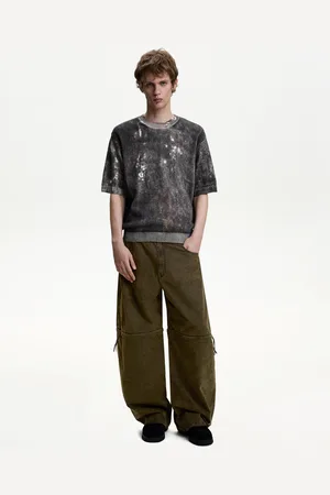 Bershka Spodnie Super Baggy Z Odpinanymi Elementami Mężczyzna 36