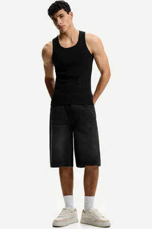 Bershka Jeansowe Bermudy O Kroju Baggy Mężczyzna 32