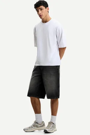 Bershka Denimowe Bermudy Skater Mężczyzna 32