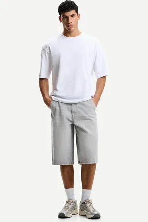 Bershka Denimowe Bermudy Skater Mężczyzna 32