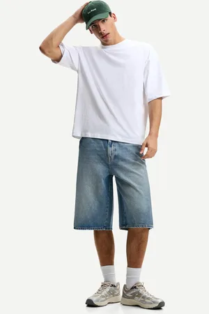 Bershka Denimowe Bermudy Skater Mężczyzna 32