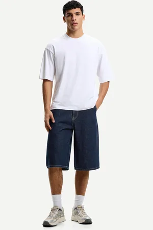 Bershka Denimowe Bermudy Skater Mężczyzna 32
