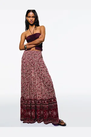 Bershka Spódnica Maxi W Stylu Boho Z Nadrukiem