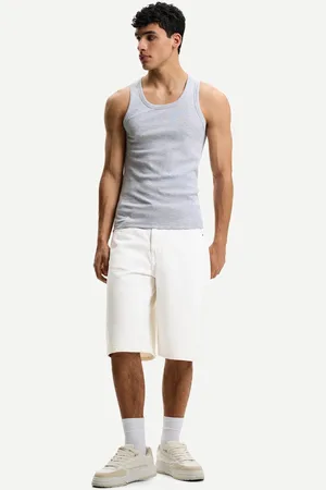 Bershka Jeansowe Bermudy O Kroju Baggy Mężczyzna 32