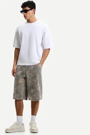 Bershka Bermudy Skater Z Nadrukiem Mężczyzna 34