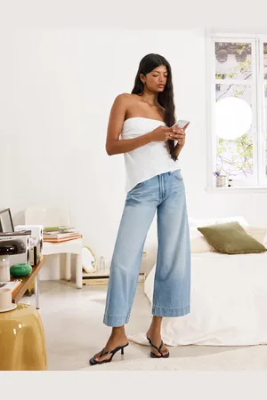 Bershka Krótkie Jeansy Wide Leg