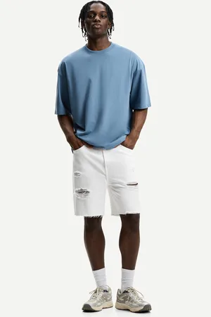 Bershka Bermudy Jeansowe Z Przetarciami Mężczyzna 32