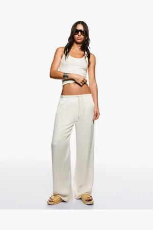 Bershka Satynowe Spodnie Jogger Wide Leg