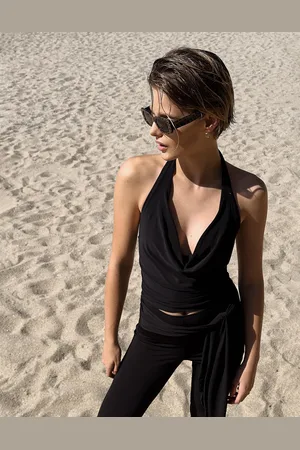 Bershka Drapowany Top Z Dekoltem Halter