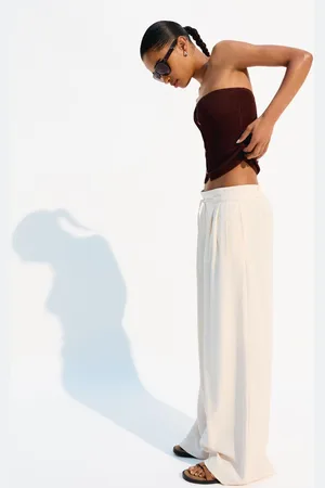 Bershka Luźne Spodnie Wide Leg Z Zakładkami