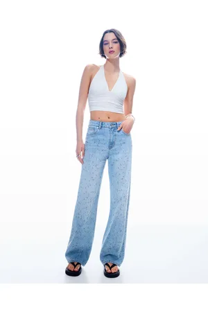Bershka Błyszczące Jeansy O Prostym Kroju 90