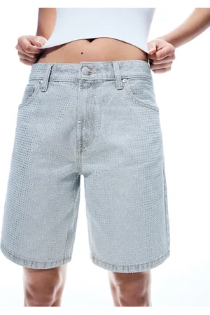 Bershka Błyszczące Bermudy Jeansowe