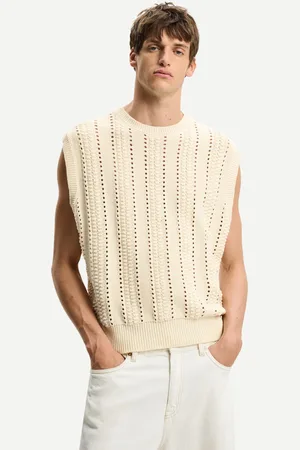 Bershka Strukturalna Ażurowa Kamizelka Mężczyzna Xs
