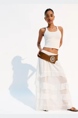 Bershka Spódnica Maxi Z Falbanami