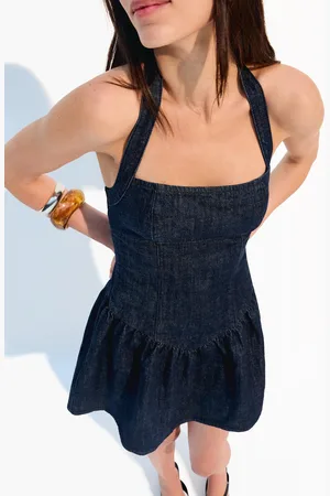 Bershka Jeansowa Sukienka Mini Balloon