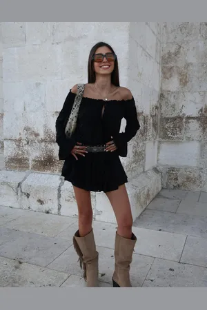Bershka Sukienka Mini W Stylu Boho Z Długim Rękawem
