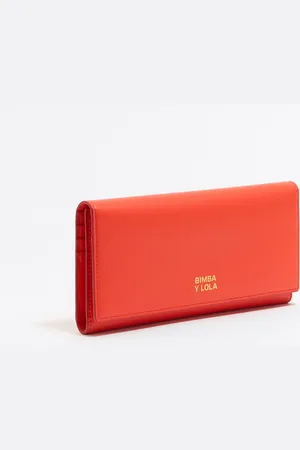 Bimba y Lola Portfel continental skóra koralowy neon