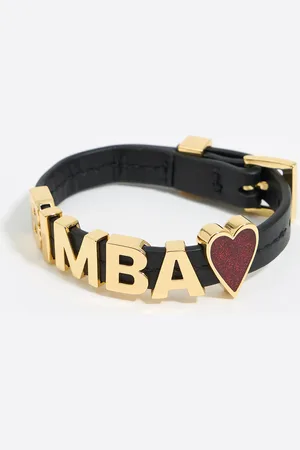 Bimba y Lola Bransoletka pasek logo i brokatowe serce czerwona