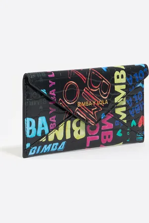 Bimba y Lola Portmonetka tłoczony wzór krokodyla BIMBA logo czarna