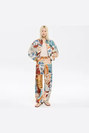 Bimba y Lola Kurtka denim oversize Patchwork pomarańczowa