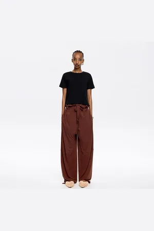 Bimba y Lola Spodnie lejące oversize brązowe