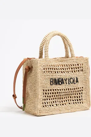 Bimba y Lola Torba shopper mała rafia naturalna