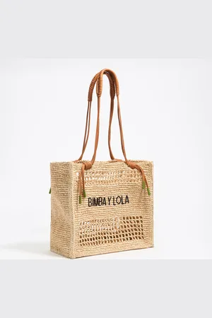Bimba y Lola Torba shopper duża rafia naturalna