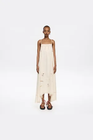 Bimba y Lola Sukienka haft angielski kremowa