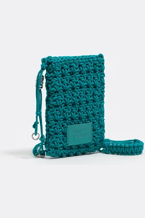 Bimba y Lola Torebka bucket mini pleciona turkusowa